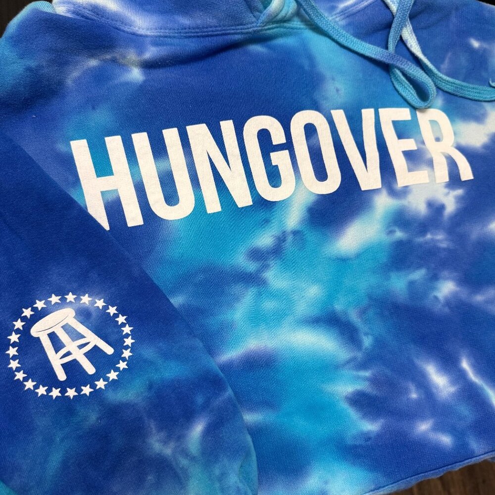Barstool Sports Hoodie Men's Large Blue Tye-Dye Hungover Dave Portnoy Podcast - Picture 2 of 7
